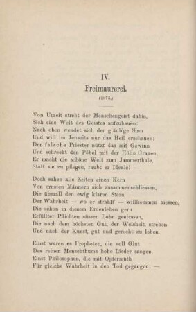 IV. Freimaurerei. (1876.)