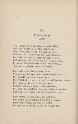IV. Freimaurerei. (1876.)
