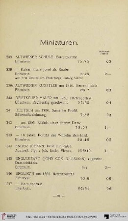 Miniaturen (Nr. 238-371)