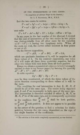 On the intersections of two conics.