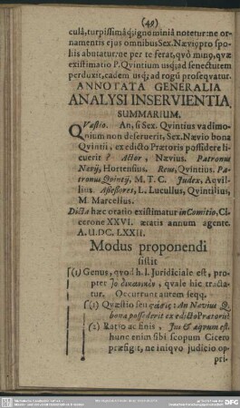 Annotata Generalia Analysi Inservientia Summarium