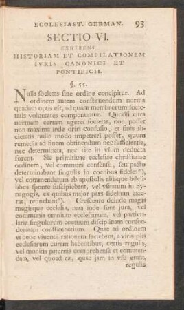Sectio VI. Exhibens Historiam Et Compilationem Iuris ...