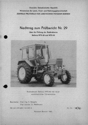 Radtraktoren Belarus MTS-80 und MTS-82