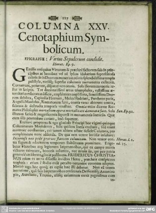 Columna XXV. Cenotaphium symbolicum