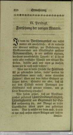 IX. Predigt. Fortsetzung der vorigen Materie