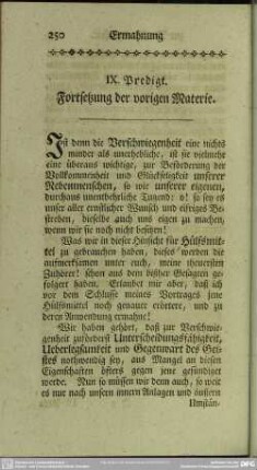 IX. Predigt. Fortsetzung der vorigen Materie