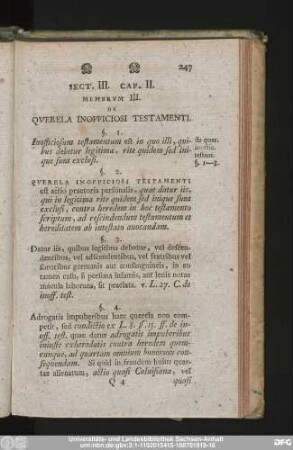 Membrum III. De Querela Inofficiosi Testamenti.