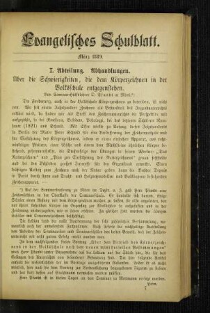 Über die Schwierigkeiten, die dem Körperzeichnen in der Volksschule entgegenstehen