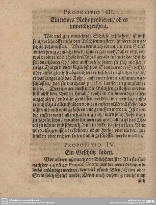 Propositio III. Ein neues Rohr probieren/ ob es inwendig richtig.