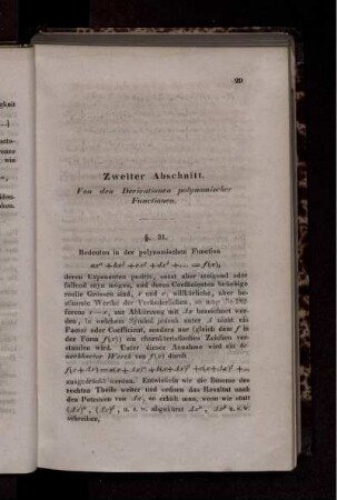 Zweiter Abschnitt. Von den Derivationen polynomischer Functionen. § 31-47.