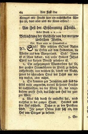Am Fest der Erscheinung Christi. - Am 6. Sonntag nach dem Fest der Erscheinung Christi.