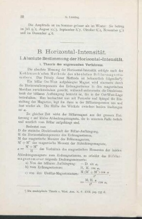 I. Absolute Bestimmung der Horizontal-Intensität.