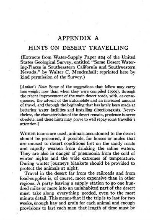 Appendix A. Hints on Desert Travelling