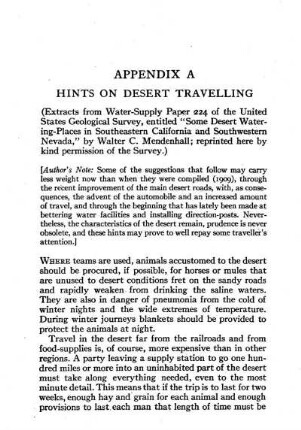 Appendix A. Hints on Desert Travelling