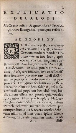 Explicatio Decalogi, ut Graece exstat, et quomodo ad Decalogi locos evangelica praecepta referantur