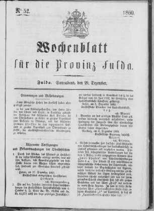 Nr. 52, Ausgabe vom 29. Dezember 1860