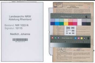 Entnazifizierung Johanna Niedlich , geb. 24.08.1884 (Sekretaerin)