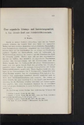 Über organische Lösungs- und Ionisierungsmittel- X. Teil. Lösende Kraft und Dielektrizitätskonstante.