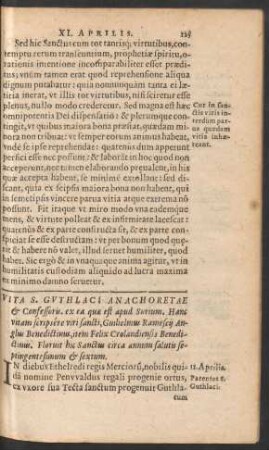 Vita S. Guthlaci Anachoretae et Confessoris ...