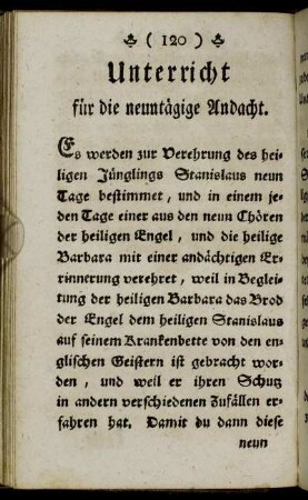 Unterricht für die neuntägige Andacht.