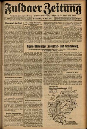 Erste Ausgabe vom Donnerstag, den 28. September 1933.