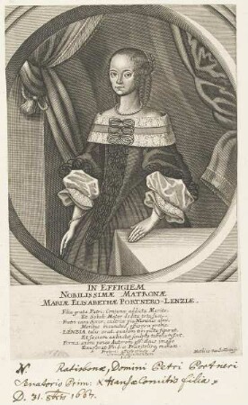 Bildnis der Mariae Elisabethae Portnero-Lenziae