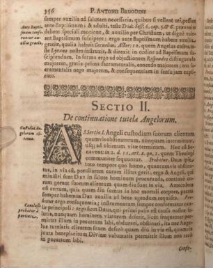Sectio II. De continuatione tutelae Angelorum.