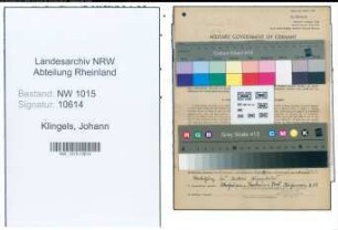 Entnazifizierung Johann Klingels , geb. 16.11.1902 (Dachdecker)