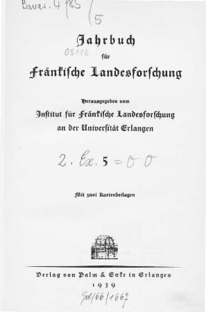 Jahrbuch für fränkische Landesforschung. 5, 5. 1939