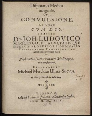 Disputatio Medica inauguralis, De Convulsione