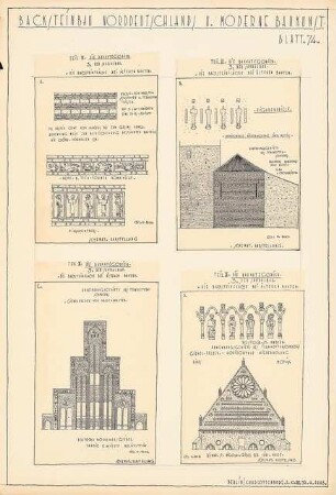 Backsteinbau Norddeutschlands und moderne Baukunst Baukategorien: Blatt 74: Sakralbau. Ansichten Figurenfriese Rostock, Wismar
