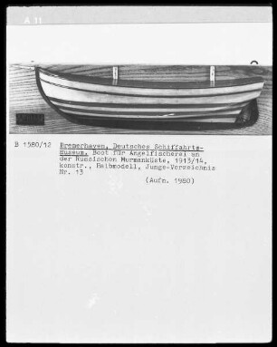 Boot für Angelfischerei an der russischen Murmanküste, 1913/1914, Halbmodell, Junge-Verzeichnis Nr. 13