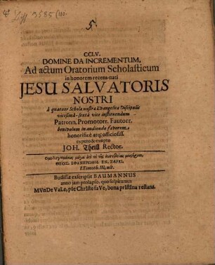 CCLV. Ad actum oratorium in honorem recens-nati Jesu Salvatoris nostri