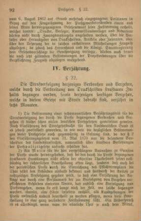 IV. Verjährung