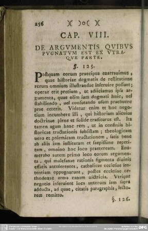 Cap. VIII. De Argumentis Quibus Pugnatum Est Ex Utraque Parte