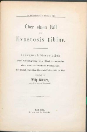 Über einen Fall von Exostosis tibiae