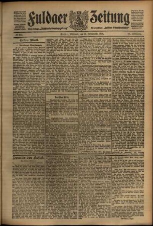 Erste Ausgabe vom Mittwoch, den 16. September 1908.