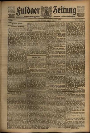 Erste Ausgabe vom Mittwoch, den 16. September 1908.