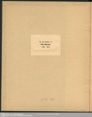 Exlibris: Nachlass Felix Draeseke