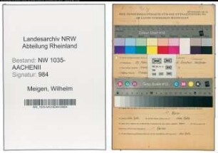 Entnazifizierung Wilhelm Meigen , geb. 27.03.1890 (Steiger)