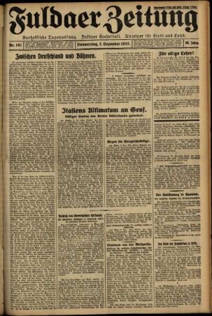 Erste Ausgabe vom Donnerstag, den 07. Dezember 1933.