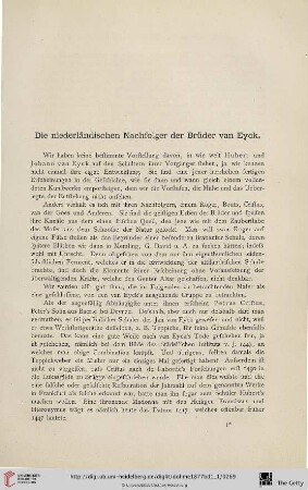 Die niederländischen Nachfolger der Brüder van Eyck