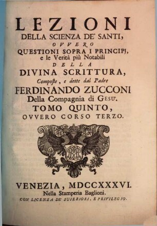 Lezioni Sacre Sopra La Divina Scrittura, 5. Ovvero Corso Terzo
