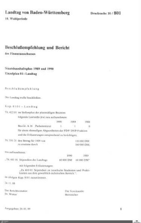 Staatshaushaltsplan 1989/1990