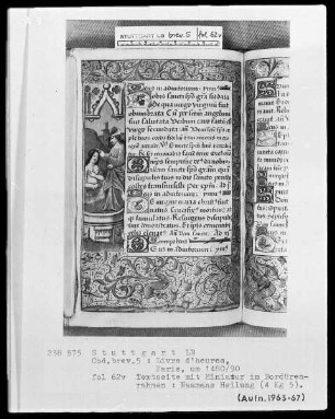 Lateinisches Stundenbuch (Livre d'heures) — Taufe des Hofbeamten einer Kandake durch Philippus, Folio 62verso