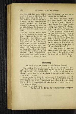 Mitteilung : an die Mitglieder des Vereins für wissenschaftliche Pädagogik