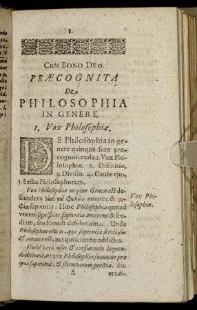 Præcognita De Philosophia In Genere.