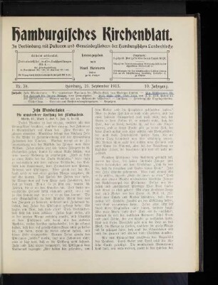 Nr. 38. Hamburg, 21. September 1913. 10. Jahrgang.