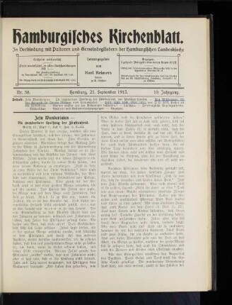 Nr. 38. Hamburg, 21. September 1913. 10. Jahrgang.