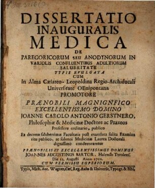 Diss. inaug. med. de paregoricorum seu anodynorum in variolis confluentibus adultiorum salubritate